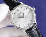 Rolex Datejust 8215 Movement 40mm Men White/YG Face White/Yellow Gold Case Leather Band Watch